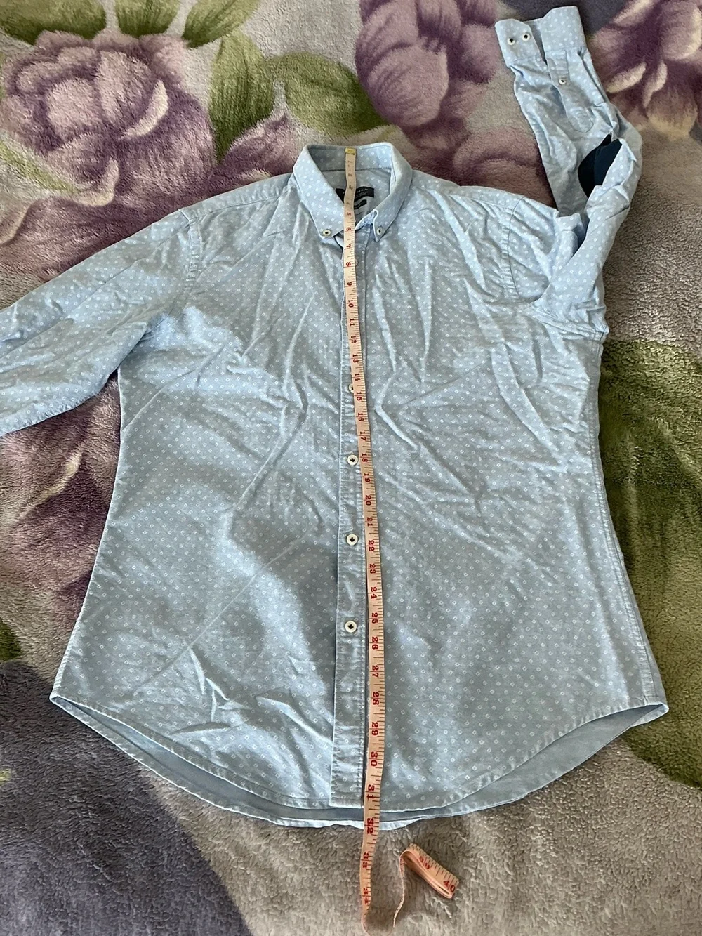 Zara Man Patch Elbow Button Down Shirt